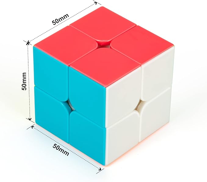 Stickerless 2x2 Speed Cube with Stand & Guide for Kids & Adults | Smooth-turning STEM puzzle with display stand. Great for classrooms, travel, office desks, gifts and brain training.