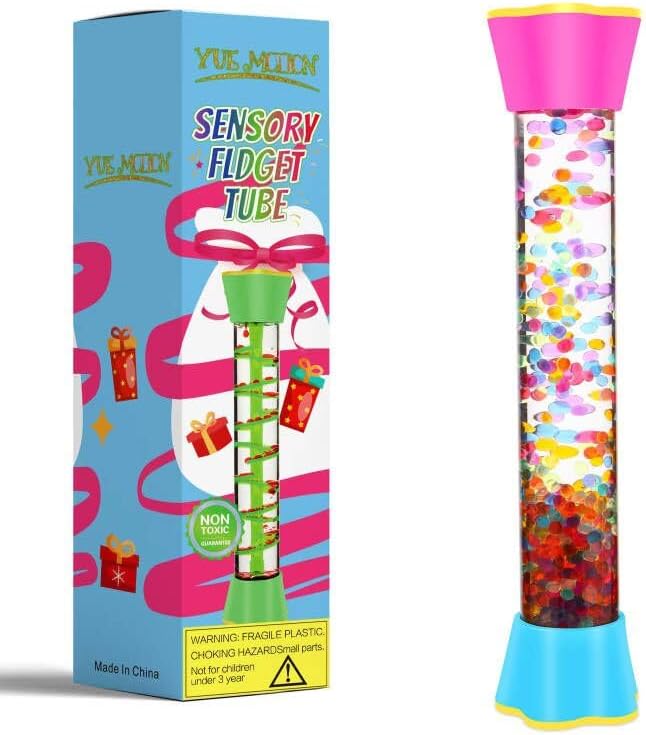 Sensory Fidget Tubes - Calming Toys for Kids- Sensory Tube with Glitter Bottle, Gravity Spinner, Bubble Drop Spiral - Fidget Toys for Classroom, Desk Decor, Gift Idea