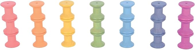 tickit Rainbow Wooden Spools, Set of 21, Assorted Colors, Loose Parts Play | Wooden Toy for Babies and Toddlers 10m+ - Inspire Curiosity and Open-Ended Play