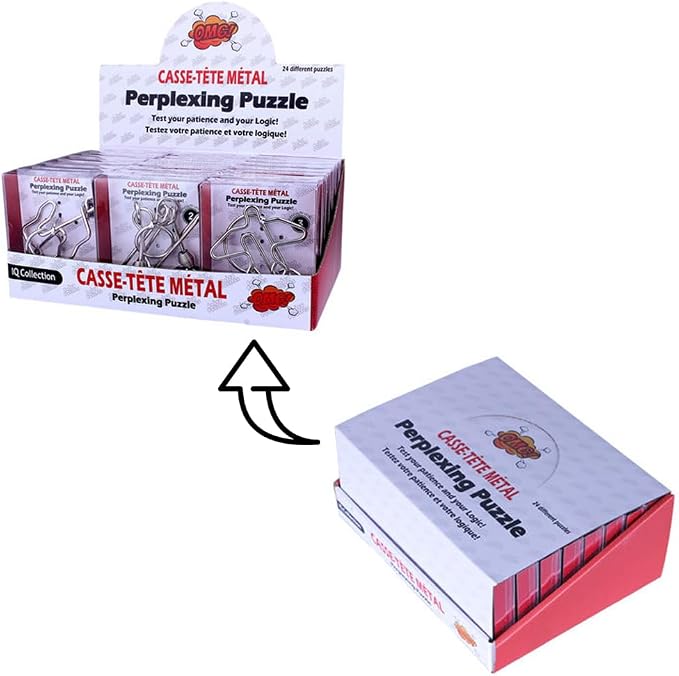 24 Pack Metal Wire Puzzles for Adults & Kids - IQ Brain Teaser Stress Relief Toys, Classic Interlocking Logic Games with Gift Box, Gift for Puzzle Lovers