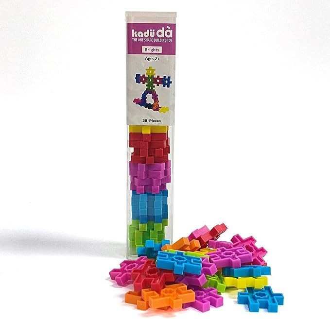KADÜ DA Age 3+ Brights 28 Piece Kids Beginning Building Block Toy | Creative Mini STEM Sensory Construction Puzzle - Open Ended Play Gift Boys + Girls - Classroom Homeschool Manipulatives