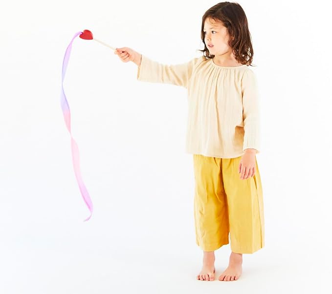 Sarah's Silks Mini Streamers, 8 Inch Handle 3 Foot Ribbon Wand for Pretend Play, Dance, Baton Stick Twirling, and Gymnastics Party Favors | Montessori and Waldorf Toys (Blossom)