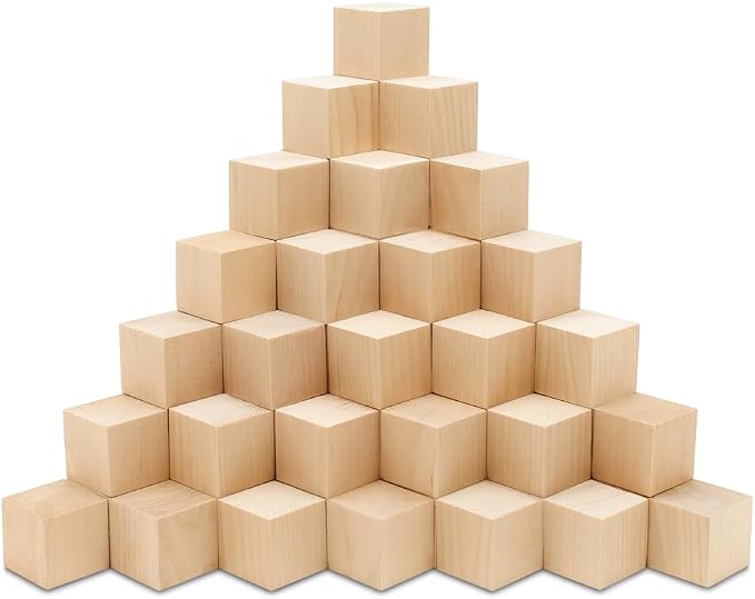 DIY Wood Cubes 1-1/2-inch, Pack of 50 Small Wooden Blocks Wooden Blocks for Crafts, STEM, Building, and Blank Wood Dice, by Woodpeckers