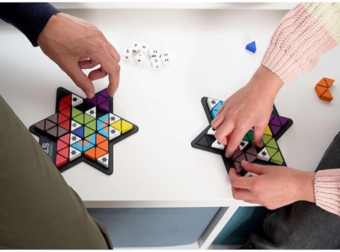 The Happy Puzzle Company The Genius Star | Toy of The Year Award Winning Family Board Game | 165,888 Possible Puzzles | Filling in Colored Shapes | Blockers to Complete A Star | Golden Star Twist
