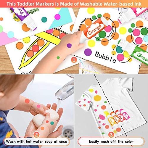 Soucolor 48-Pack Washable Dot Markers for Kids & Toddlers 12 Vibrant Colors | Non-Toxic Bingo Daubers, Preschool Arts & Crafts, Classroom Supplies,Paint Dabbers with 4 Activity Books