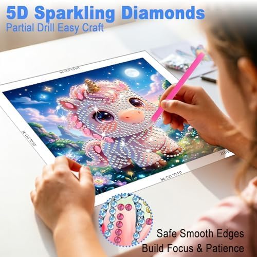 DOZEEZOP 12-Pack Small Diamond Art Kits for Kids 6-12, Land-Animals 7"x7" | 5D Diamond Painting, Partial Round & Special Drills, Desktop & Wall Decor, Beginner DIY Craft, Stress Relief Gift