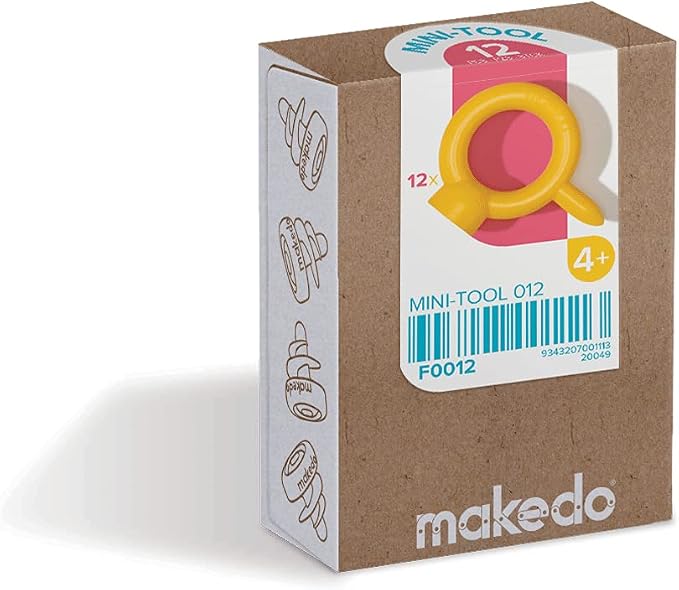 Makedo Mini-Tool 012, 12 Piece | STEM and STEAM Educational Toy | Upcycled Cardboard Construction Projects, at Home Play and Classroom Learning, for Boys and Girls Age 4+