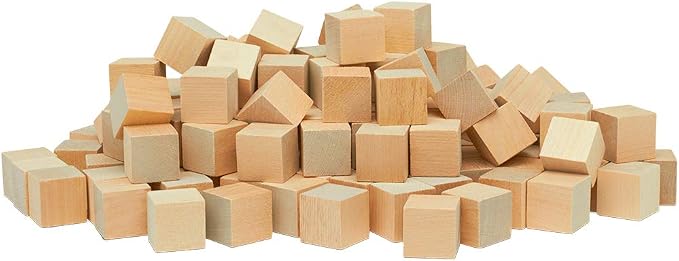 DIY Wood Cubes 1-inch, Pack of 1000 Small Wooden Baby Blocks for Baby Shower, Wood Blocks for Crafts, STEM, Building, and Blank Wooden Dice, by Woodpeckers