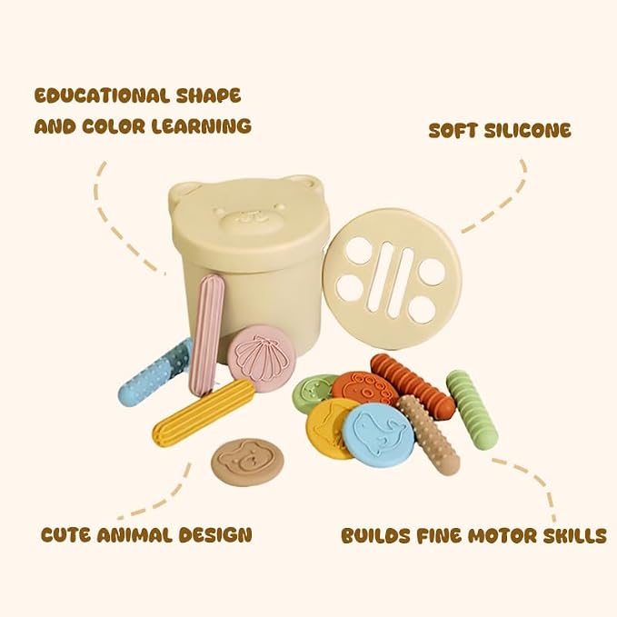 Shape & Color Sorting Toys for Baby Soft Silicone Sensory Toy Kids Activities Game Shape Sorter Fine Motor Skills Toys Travel Gift for Boys and Girls Educational Learning Toy Cartoon Animal Design