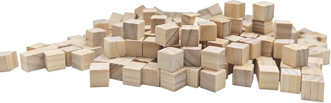 MUXGOA 200 Pcs Unfinished Wood Cubes,1/2 inch Wooden Blocks for Crafting,Small Wood Cubes for Crafts Making & DIY Projects & Decor