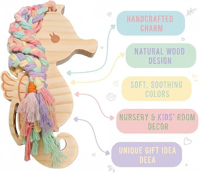 Eray Montessori Wooden Lacing Toy for Kids Ages 4-6, Fine Motor Skills Sensory Threading Animal Toy, Preschool Learning Activity Toy for Hand-Eye Coordination & Focus Training (Seahorse)