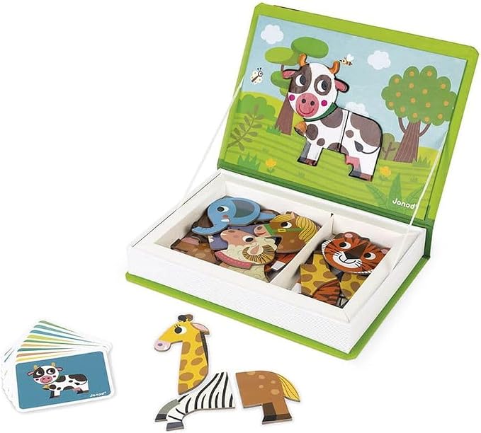 Janod MagnetiBook 41 pc Magnetic Animal Mix and Match Game - Creative Play - Enhances Motor Skills - Develops Dexterity and Coordination - Easy Storage, Educational, Safe | Creative Educational Play - Enhances Motor Skills - Develops Dexterity and Coor...