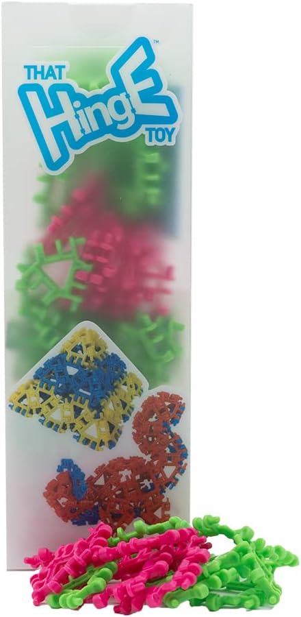 That Hinge Toy 82 Piece Age 7+ STEM Kids Building Toy - Animals + More | Green + Pink Creative Sensory Construction Tiles - Open Ended Play Gift Boys + Girls - Classroom Homeschool Manipulatives