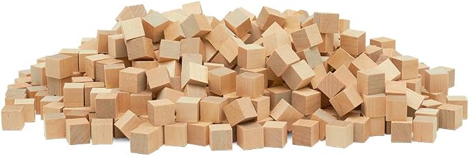 DIY Wooden Cubes 1/2-inch, Pack of 2500 Small Blank Wooden Blocks, Unfinished Wood Blocks for Crafts, STEM, Dice, and Building Blocks for Stacking, by Woodpeckers