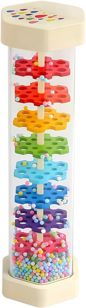 Oneshow Rain Stick for Kids, Wooden Montessori Toys for Baby 12-36 Months | Musical Toys Rattle Sensory Development, Rain Maker Toy Gifts for 12 Month Old Newborn Boys Girls Toddlers 8.8"