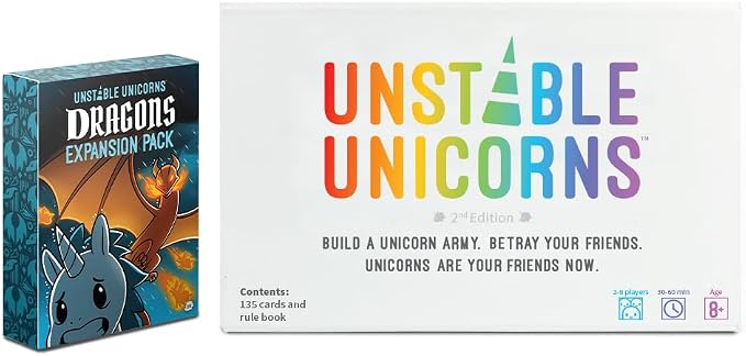Unstable Games - Unstable Unicorns Dragons Expansion Pack - designed to be added to your Unstable Unicorns Card Game
