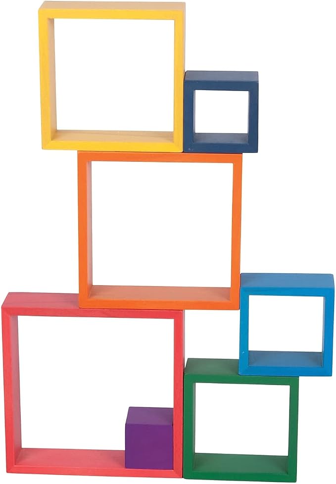 tickit Wooden Rainbow Architect Squares, Nesting Puzzle | Stacking Blocks for Ages 1+
