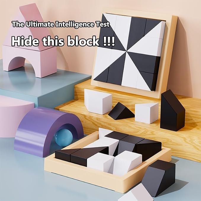 Hiding Blocks Brain Teaser Game for Kids & Adults, 365 Challenges 5 Difficulty Levels, Portable Design for Brain Training(Hiding Blocks)