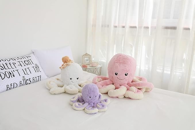Fluffy Octopus Stuffed Animal Hugging Pillow Plush Toys Doll Blue,15.7Inch | Sweet Smile Face | 8 Springy Tentacles | No Loose Parts | Machine-wash | Safe Polyester Fill | Sturdy Stitched | Ideal Gift