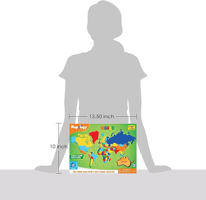 Imagimake Mapology World Map Puzzle | Educational Toys for Kids 5-7 | Puzzles for Kids Ages 4-8 | Map of The World | 6 Year Old Boy Gifts & Girl Gifts | Educational Geography Toy, 65-Piece Jigsaw Puzzle, Back to School Gift for Boys & Girls Ages 4,5,6,...