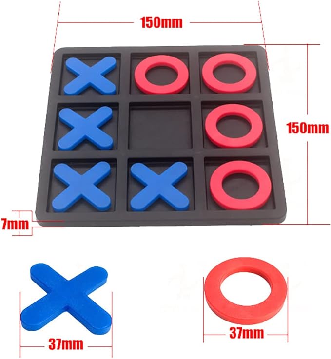 Tic Tac Toe Board Game, Classical Family Board Game | Children's Tic Tac Toe Game, Plastic tic tac Toe Game, Board Size 15 X 15 cm