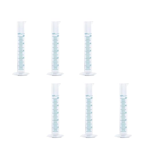 Plastic Graduated Cylinder Set - 25ml/50ml/100ml Measuring Cylinders for Science Lab, Chemistry Experiments, Kids Education - Shatterproof, Durable & BPA-Free (6-Pack 50ml)