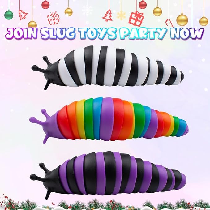 Cevioce 3PCS Slug Fidget Toys for Kids & Adults Children Toddlers Sensory Toys for Kids 3+ Autism Toys Autistic ADHD Travel Toys Teens Gifts for Kids Boys Girls Easter Basket Stuffers for Kids