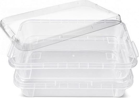 Sensory Bin Sand Tray with Lid for Toddlers 2 Pcs 15in Portable Sandbox Toy Large Plastic Tray for Kids 3 4 5 6 Fill with Sand, Water, Beads, and More (2 Transparent)