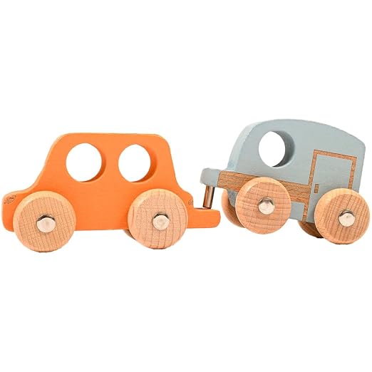 tickit Rainbow Wooden Vehicles - Set of 12 - Small, Chunky Cars - for Ages | 12m+ - Develop Fine-Motor Skills - Loose-Parts Toys for Toddlers