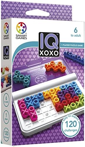 SmartGames IQ XOXO – Compact Logic Puzzle Game with 120 Challenges for Kids & Adults, Travel-Friendly Brain Teaser in Handy Case