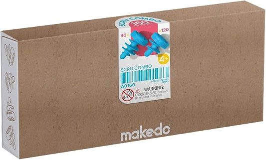 Makedo SCRU Combo 160 | 160 Piece Mix, SCRU & SCRU+ for Kids Age 4+ | Perfect for Classroom STEM and STEAM Learning | STEM + STEAM Educational Toys for Kids | At Home Play + Classroom Learning | For Boys and Girls Age 4+