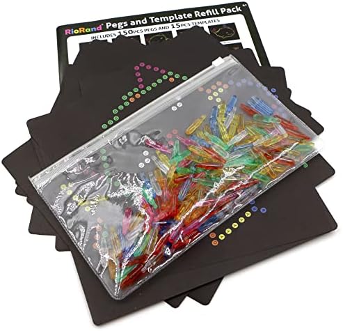 RioRand Refill Pegs and Templates Pack for Magic Light Up Board | Replacement Accessories with Colors,Creative Play Light Toys for Kids 4 Years and Up
