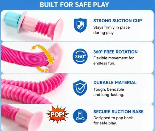 XONTEUS 4 Pcs Pop Tubes Giraffe Travel Airplane Road Trip Car Activities Essential, Telescopic Suction Cup Sensory Fidget Toys,Screen-Free Activity for Toddler 3+ and Kids, Stocking Stuffers for Kids