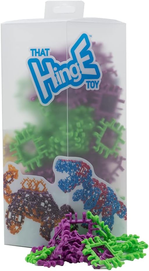 That Hinge Toy 150 Piece Age 7+ STEM Kids Building Toy - Dinosaurs + More | Purple + Green Creative Sensory Construction Tiles - Open Ended Play Gift Boys + Girls - Classroom Homeschool Manipulatives
