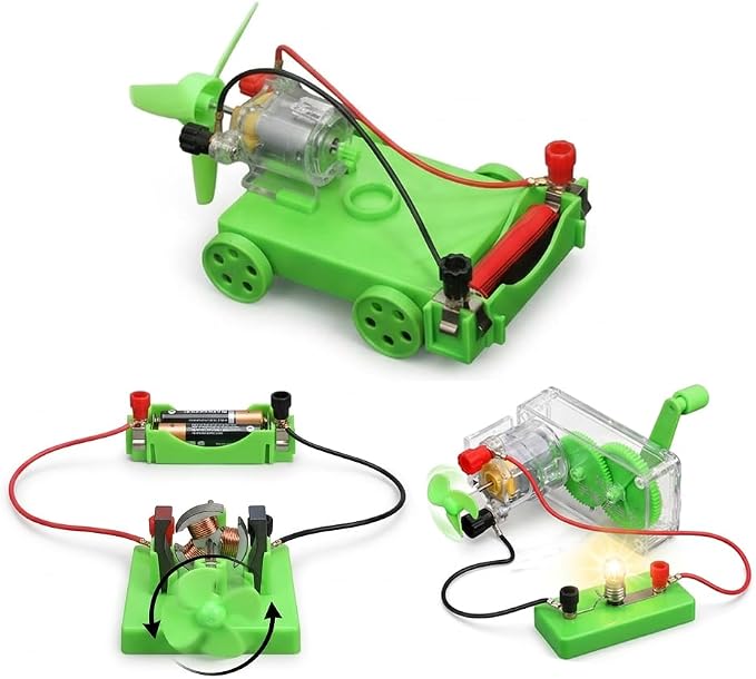 Physics Science Lab Learning Circuit kit, Electricity Experiment Set,DIY DC Electrical Motor Model Wind Powered Carts Building Circuits for Kids Junior Senior High School Students (1 Set)