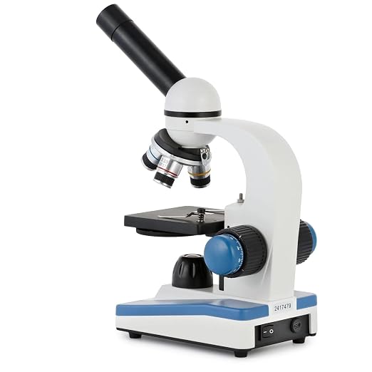 AmScope M150C-PS25-WM Compound Monocular Microscope, WF10x and WF25x | 40X-1000X Magnification Range Compound Biological Microscope Built-In LED Illumination Brightfield Imaging Built-In
