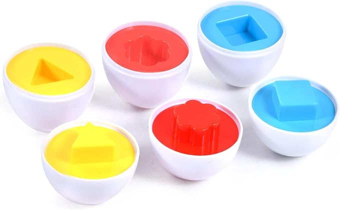 Hhyn Color Shape Matching Eggs, 6 Eggs | Preschool Learning Educational Sorting Easter Eggs Toys Gift Recognition Skills for Kids Boys Girls