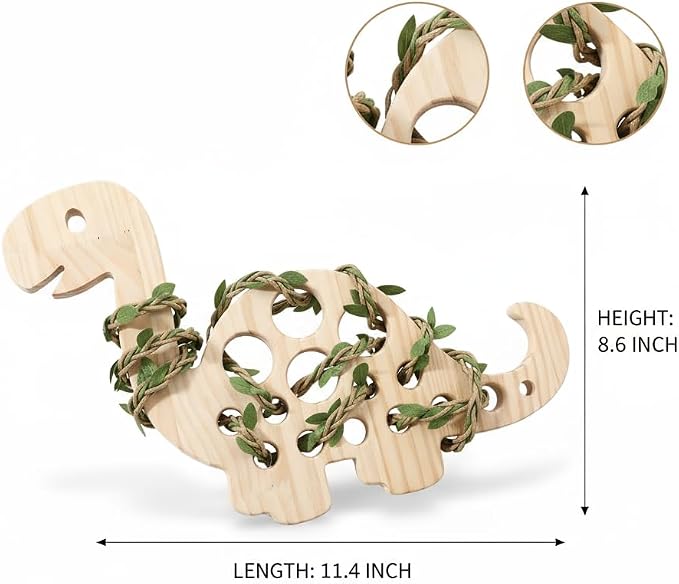Eray Montessori Dinosaur Lacing Toy for Kids Ages 3-6, Wooden Threading Toy for Fine Motor Skills, Travel Quiet Toy with Colorful Laces, Preschool Learning Activities