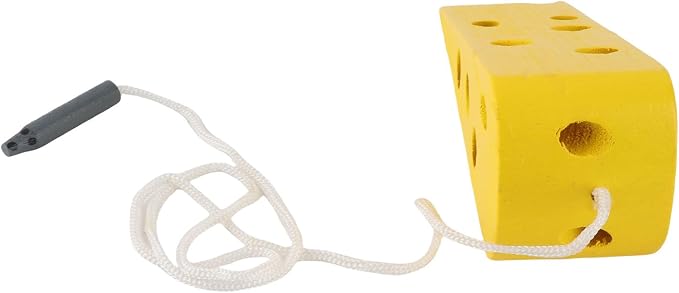 TOPINCN Fine Motor Skill Wooden Lacing Cheese Toy Safe for Babies Cognitive Skills Development Beech Wood Portable 1 Unit