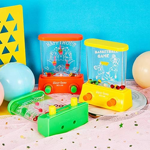Gejoy 4 Pieces Water Games Handheld for Kid Small Retro Waterful Ring Toss Handheld Game Birthday Goodie Bags Stuffers School Classroom Prize Reward Pastime Car Toy Fidget for Boy Girl(Chic Style)