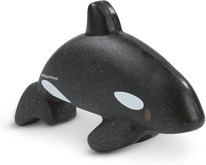 PlanToys® Wooden Orca Whale Bath Toy, Montessori Kids Water Play Sea Toy | wooden orca whale, montessori water play, sensory exploration cause effect learning, ocean animal bath toy, kids toddlers act