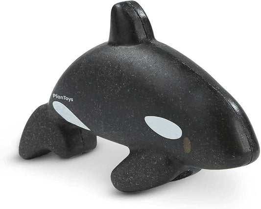 PlanToys® Wooden Orca Whale Bath Toy, Montessori Kids Water Play Sea Toy | wooden orca whale, montessori water play, sensory exploration cause effect learning, ocean animal bath toy, kids toddlers act