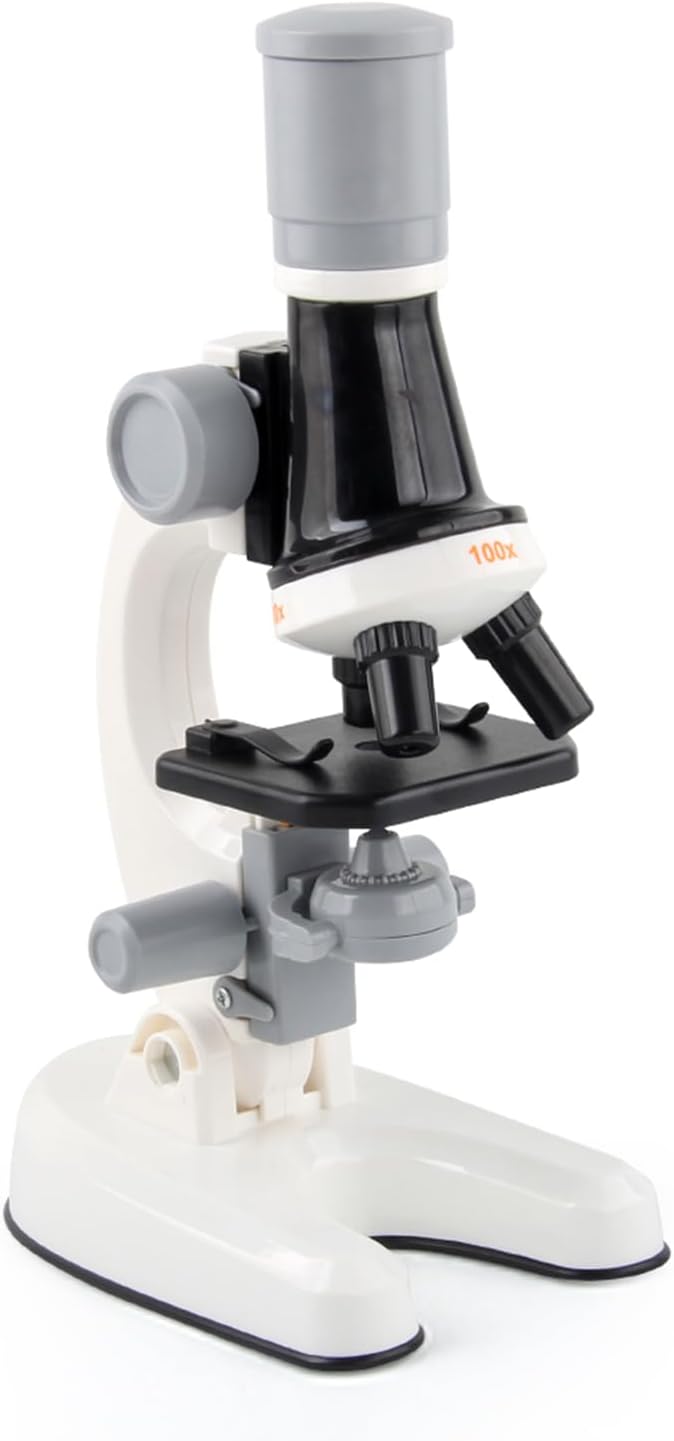 Student Microscope for Kids 4-15 School Homeschool Lab with Slide Set | 100-1200X high magnification optical lens, full specimen slide kit, portable for classroom teaching & home biology study