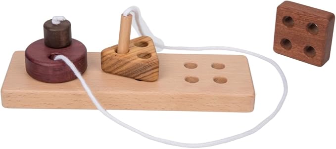 Adena Montessori Wooden Lacing Threading Toys,Geometric Lacing Toys for Toddlers,Educational Threading Shapes for Kids,Fine Motor Skills Gift for 1 2 3 4 Years Old Toddlers Baby Kids