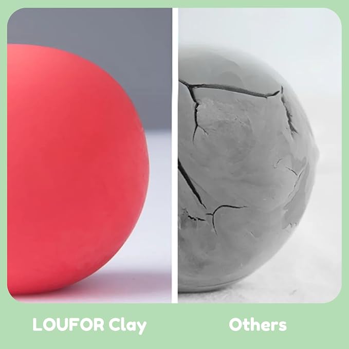 LOUFOR Air Dry Clay Kit -12 Animals Modeling Clay for Kids Arts and Crafts | Ultra Light & Soft,Safe & Non-Toxic,No-Sticky & Crack,DIY Molding Clay with Sculpting Tools,Party Favors Gifts for Girls Boys