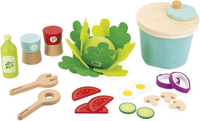 Janod - My Mixed Salad - 33 Piece Pretend Play Kitchen Set - 3 Years + J06595 | Ideal for Toddlers - Enhances Imaginative Play - Fake Food Cooking Toys - Perfect Birthday Gift for Kids 3 and Up