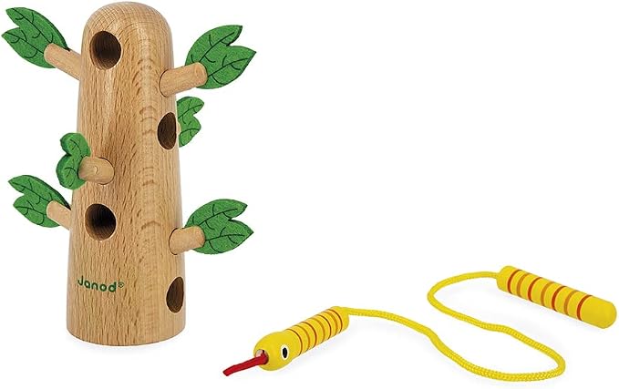 Janod - Tropik Lace-Up Tropical Tree - Wooden Early-Learning Toy - Educational Toy: Fine Motor and Concentration Skills - Water-Based Paint - 18 Months + J08265 | Builds Fine Motor Skills - Improves Concentration - Safe Water-Based Paint - Educational ...