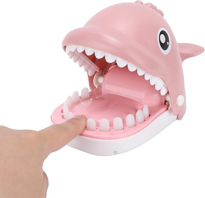 Bite Finger Whale Toys Whale Mouth Dentist Bite Finger Toy Finger Push Teeth Vibrant Paint Surface Smooth Free of Sharp Edges No Loose Parts Self Contained (Pink Whale)