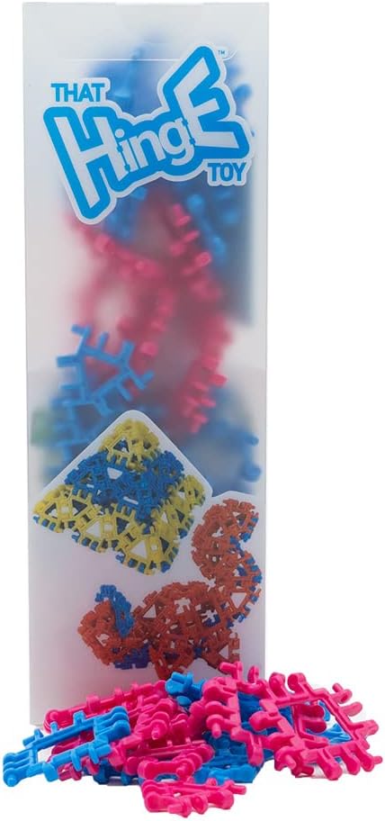 That Hinge Toy 82 Piece Age 7+ STEM Kids Building Toy - Animals + More | Blue + Pink Creative Sensory Construction Tiles - Open Ended Play Gift Boys + Girls - Classroom Homeschool Manipulatives