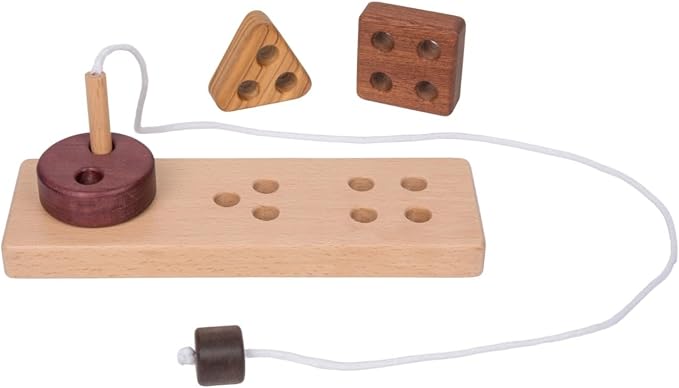 Adena Montessori Wooden Lacing Threading Toys,Geometric Lacing Toys for Toddlers,Educational Threading Shapes for Kids,Fine Motor Skills Gift for 1 2 3 4 Years Old Toddlers Baby Kids